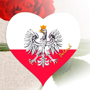 Poland Heart Sticker, Patriotic Polish Flag Hjärtformat Klistermärke