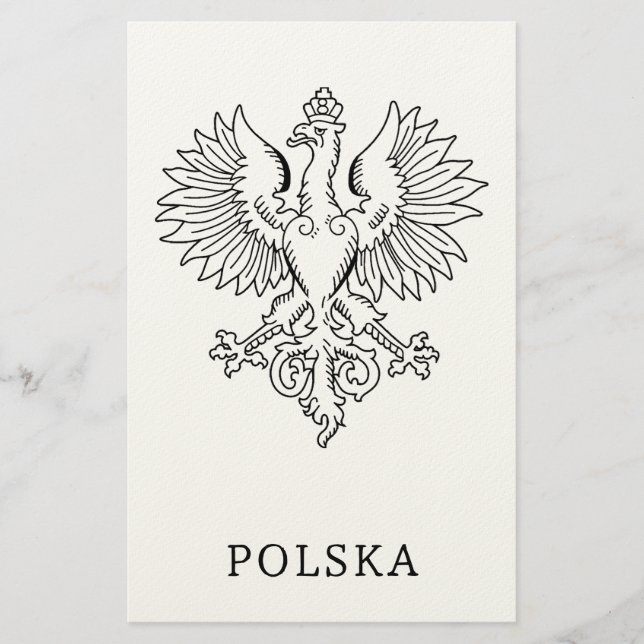 Poland's White Eagle Contemporary State Emblem  Brevpapper (Framsida)