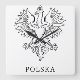 Poland's White Eagle Contemporary State Emblem  Fyrkantig Klocka