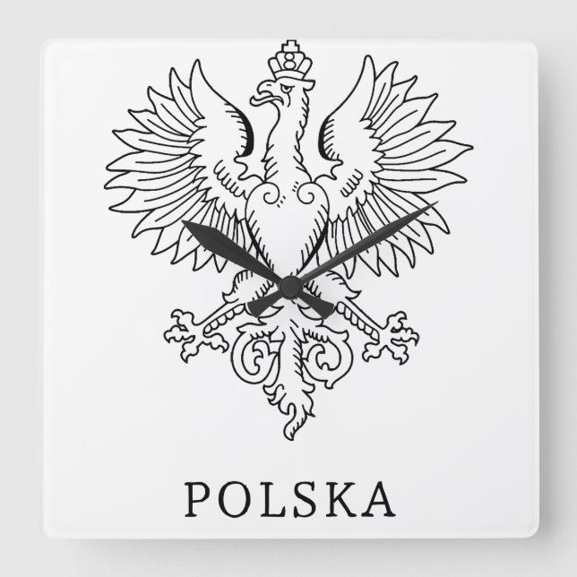 Poland's White Eagle Contemporary State Emblem  Fyrkantig Klocka (Framsida)