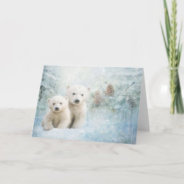 Polar av kutym trädsdjur i Snö Hälsning Kort