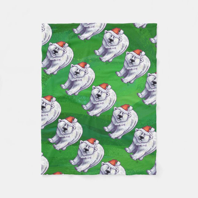 Polar Bär jul på Grönt Fleecefilt (Framsidan)
