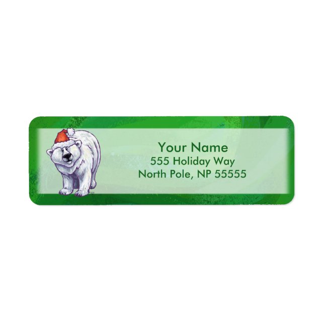 Polar Bär jul på Grönt Returadress Etikett (Framsidan)
