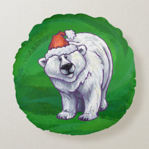 Polar Bär jul på Grönt Rund Kudde