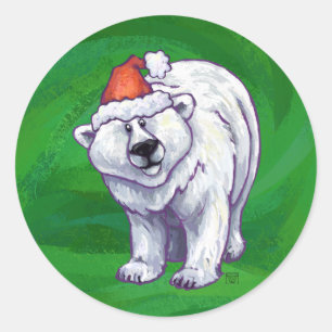 Polar Bär jul på Grönt Runt Klistermärke