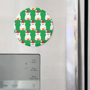 Polar bär jultomten söt mönster grönt magnet