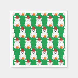 Polar bär jultomten söt mönster grönt pappersservett