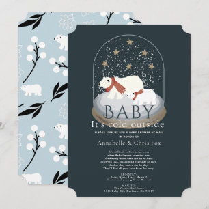 Polar Bär Kallet Navy Baby Shower med post Inbjudningar