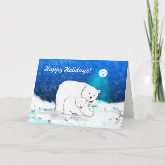 Polar Bärfamilj som är ett nödkort Helgkort