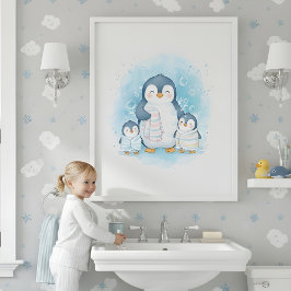 Polar Bath Time Kids Bathroom Wall Art Poster
