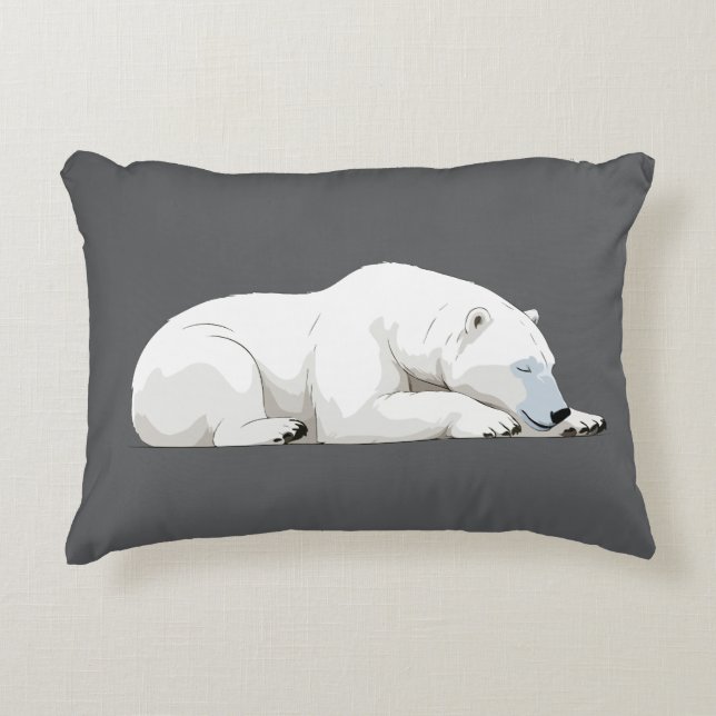 Polar Bear Adsible Cute Animal Sleeping Relaxing Prydnadskudde (Framsidan)