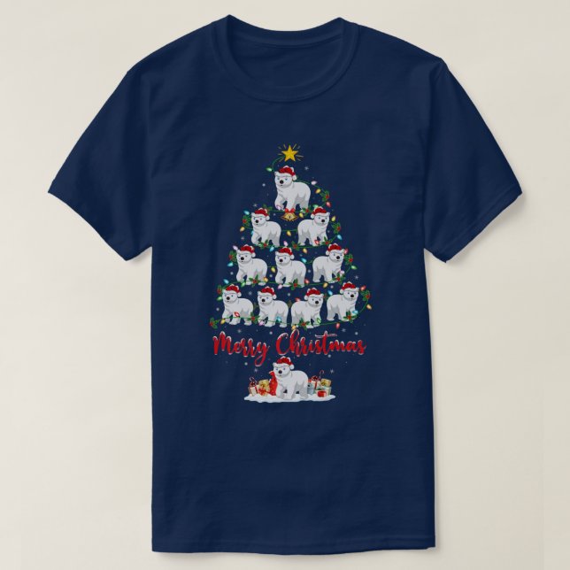 Polar Bear Älskare Matching Santa Polar Bear Chris T Shirt (Design framsida)