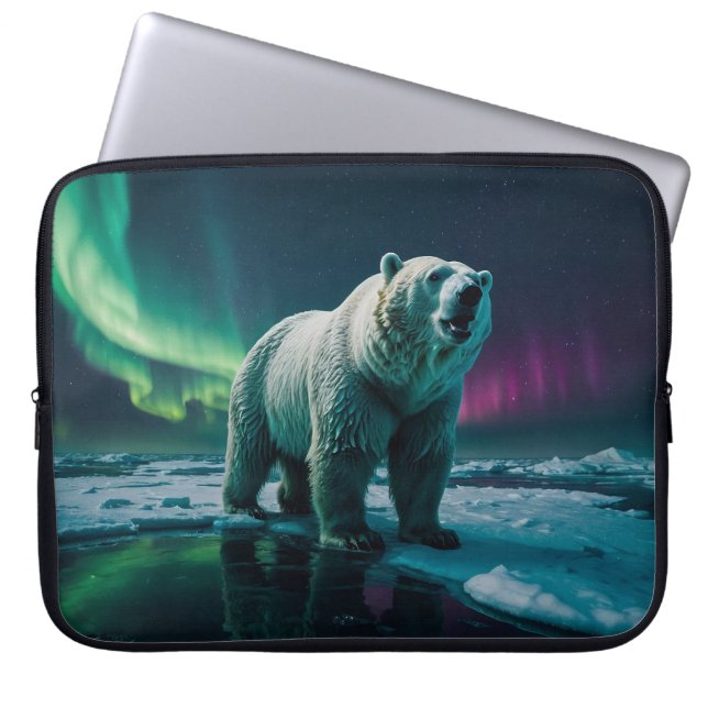 Polar Bear and Aurora Art Laptop Fodral (Framsidan)