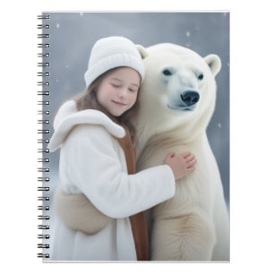 Polar Bear and Girl Hug Anteckningsbok