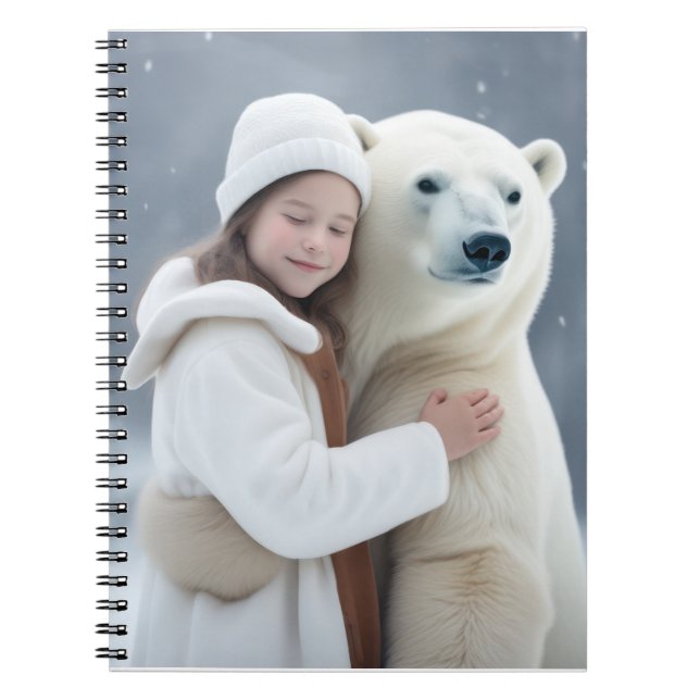 Polar Bear and Girl Hug Anteckningsbok (Framsidan)