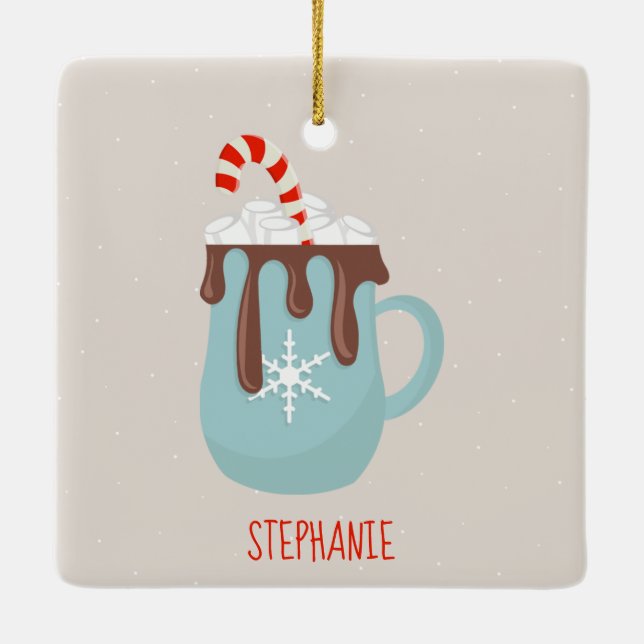 Polar Bear and Hett Cocoa-julen Julgransprydnad Keramik (Baksida)