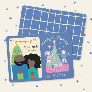Polar Bear and Julgran Helgdag Photo Card Julkort