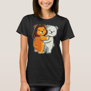 Polar Bear and Lejon Cute Animals för kvinnor T Shirt