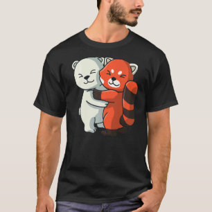 Polar Bear and Red Panda Cute Animals Huggande Wom T Shirt