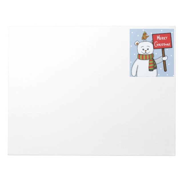 Polar Bear and Robin Christmas Greeting Anteckningsblock (Framsida)