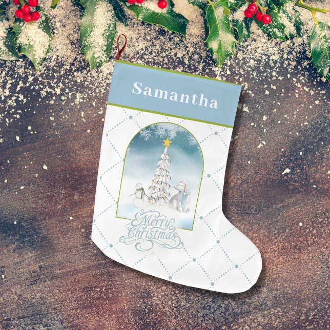 Polar Bear and Snögubbe-julklapp Stor Julstrumpa (Skapare uppladdad)