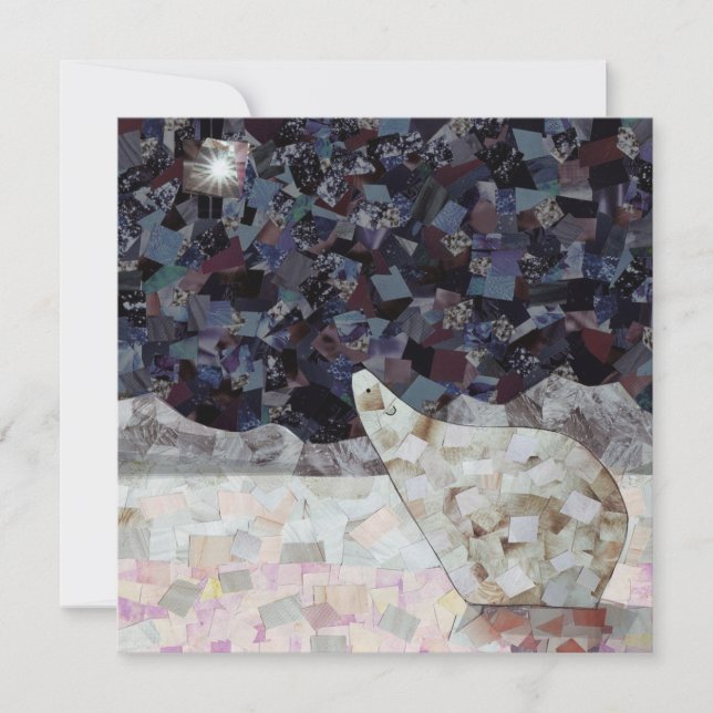 Polar Bear and Star Square julkort, tomt Julkort (Framsida)