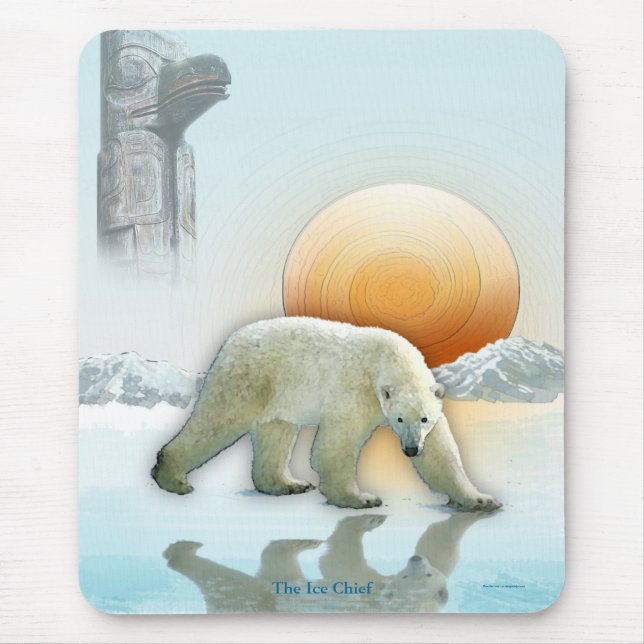 Polar Bear and Totem Pole Wildlife Art Musmatta (Framsidan)