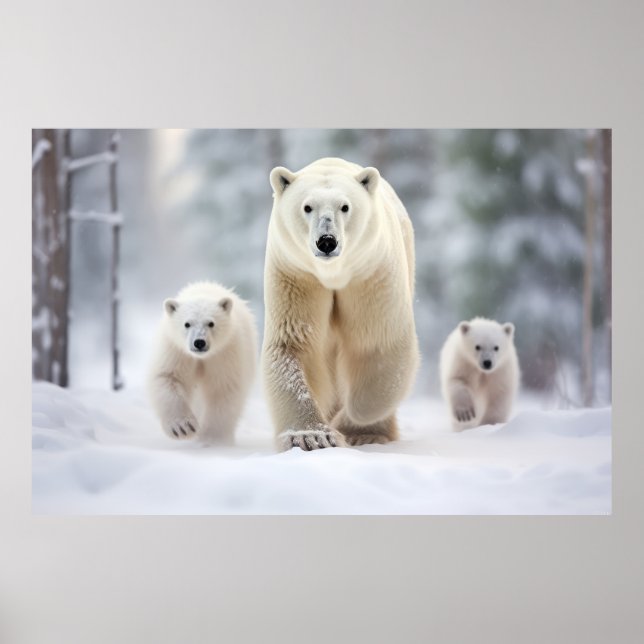 Polar Bear Animal Family Wandering Poster (Framsidan)