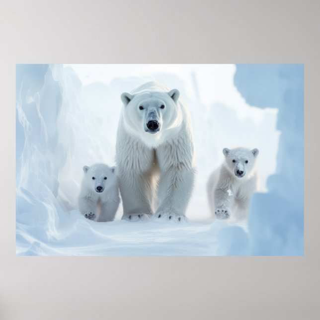 Polar Bear Animal Family Wandering Poster (Framsidan)