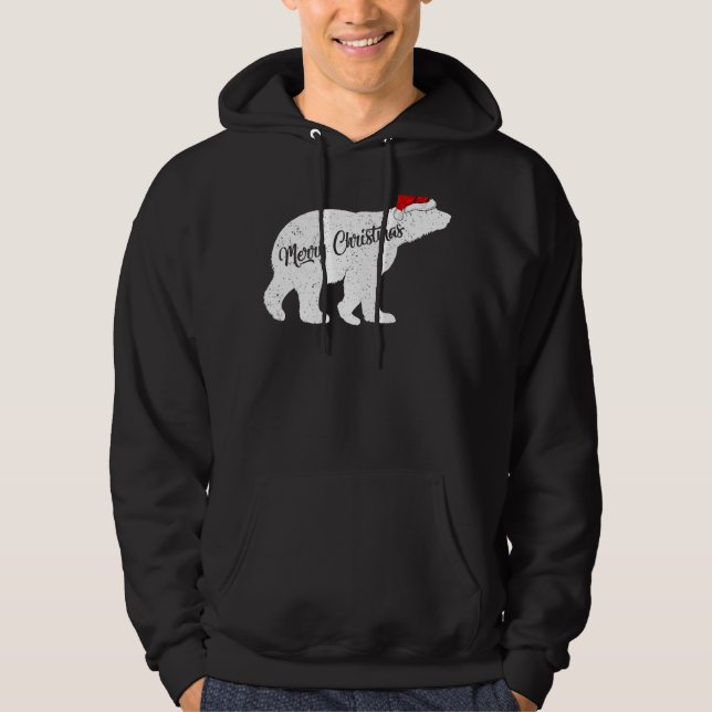 Polar Bear Animal Lover Julafton Santa Hat Polar B Hoodie (Framsida)