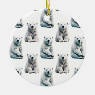 Polar Bear Animal Mönster Design Julgransprydnad Keramik