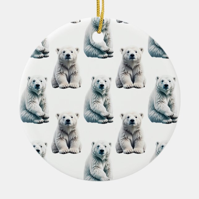 Polar Bear Animal Mönster Design Julgransprydnad Keramik (Framsidan)