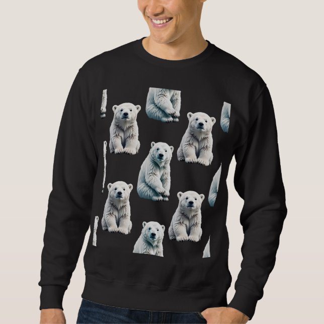Polar Bear Animal Mönster Design Lång Ärmad Tröja (Framsida)