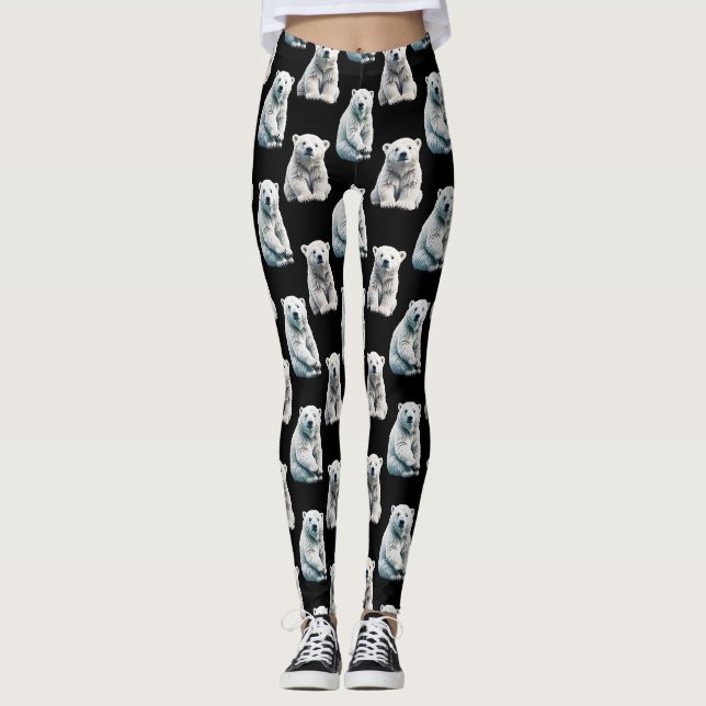 Polar Bear Animal Mönster Design Leggings (Framsida)