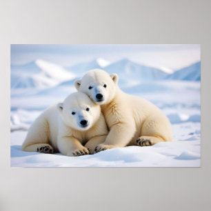 Polar Bear Animal Nature Wildlife Affection Caring Poster