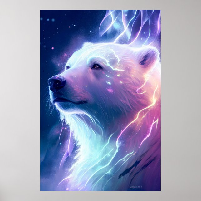 Polar Bear Animal Porträtt Painting Wildlife Free Poster (Framsidan)