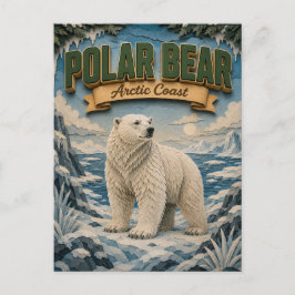 Polar Bear Arctic Coast POPCUT Vykort