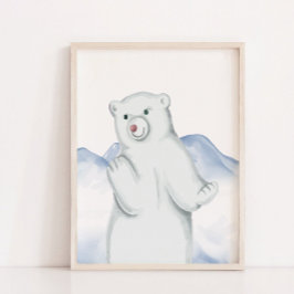 Polar Bear Arktis Animal Nursery Wall Decor Poster