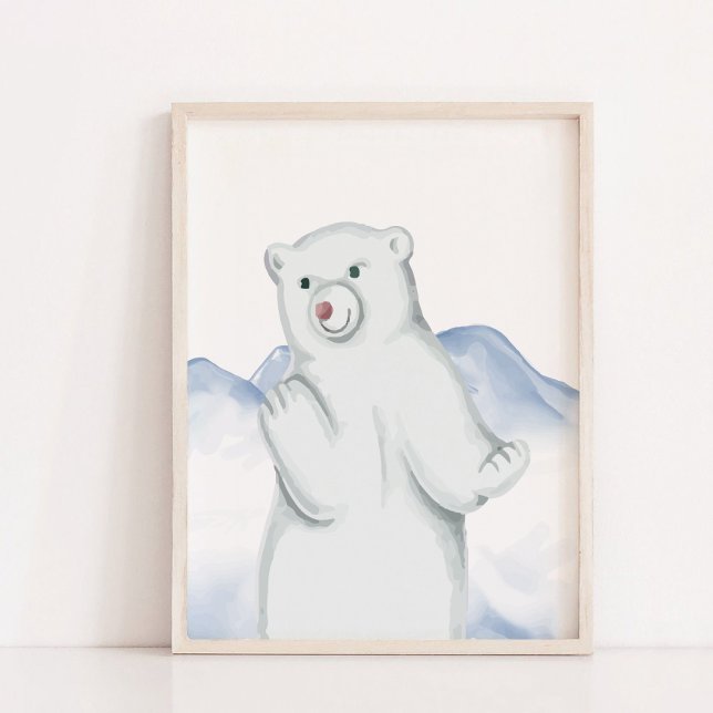 Polar Bear Arktis Animal Nursery Wall Decor Poster (Polar Bear Arctic Animal Nursery Wall Decor)