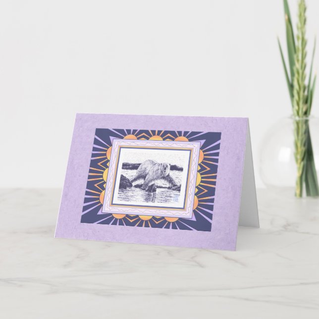 Polar Bear & Arktis Sol Blank Hälsning Kort (Framsida)