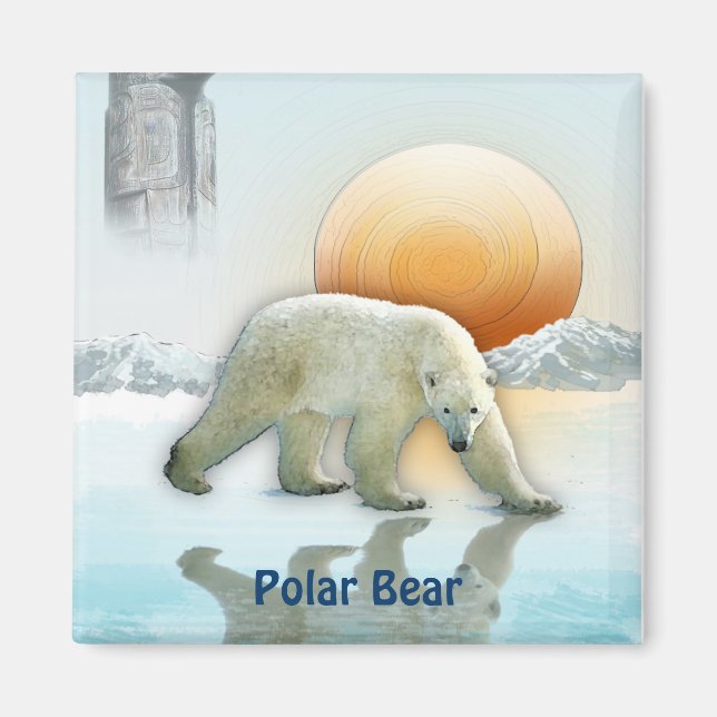 Polar Bear Arktis Wildlife Art Magnet (Framsidan)