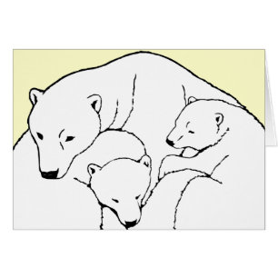 Polar Bear Art Card-kort för Mor och Unge Hälsningskort