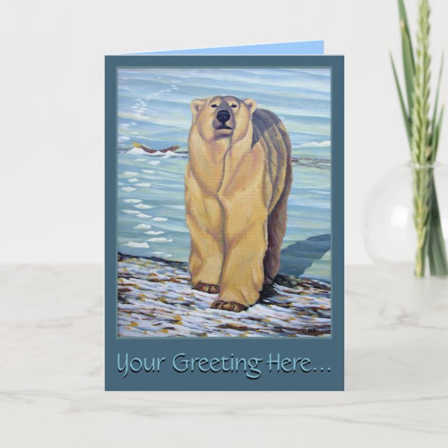 Polar Bear Art Cards Anpassningsbar Wildlife Art C Helgkort (Framsida)