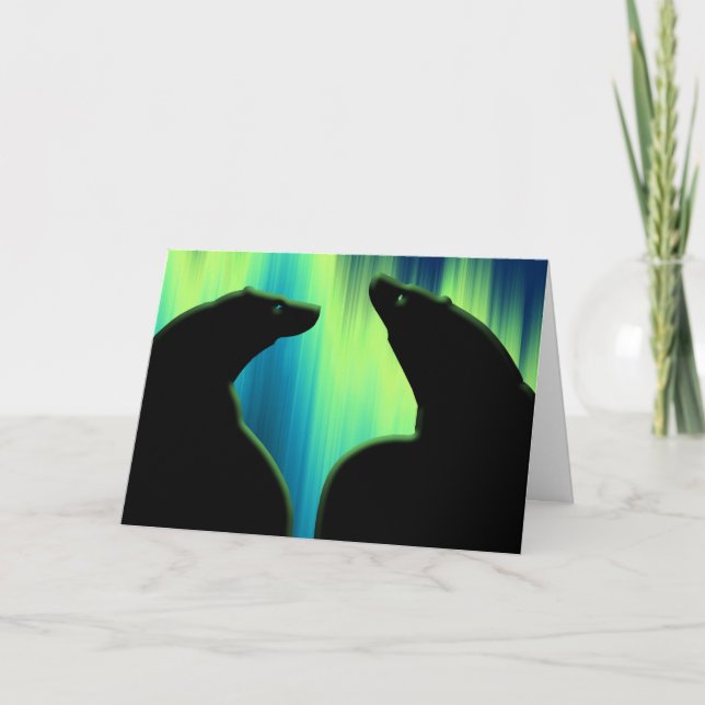 Polar Bear Art Cards Northern Ljus Bear Art Card Helgkort (Framsida)