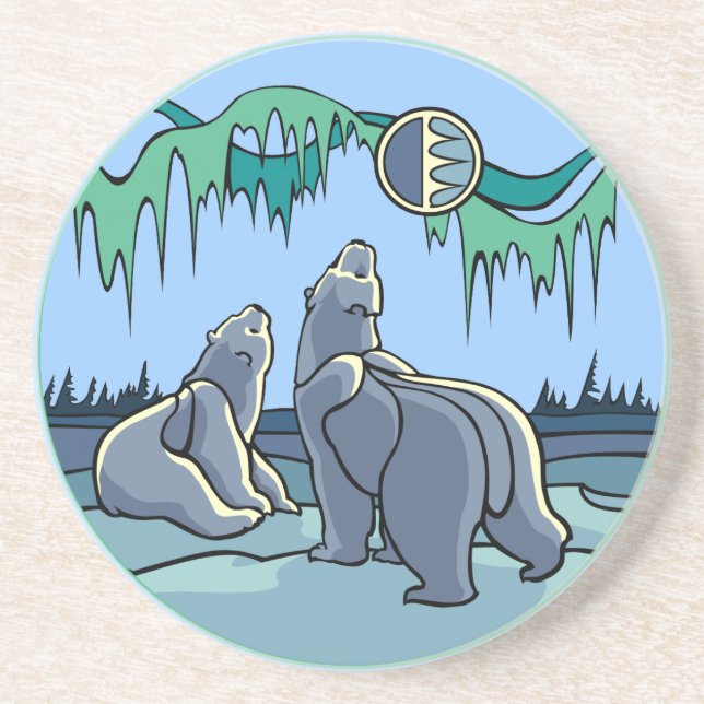 Polar Bear Art Gifts Native Art Wildlife Underlägg Sandsten (Framsidan)