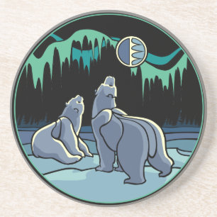 Polar Bear Art Gifts Native Art Wildlife Underlägg Sandsten