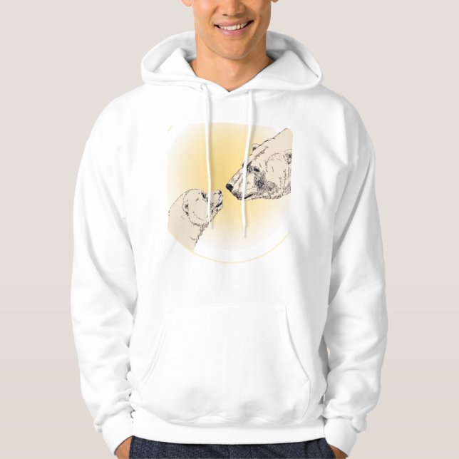 Polar Bear Art Hoodie Baby Bear Hoodie (Framsida)