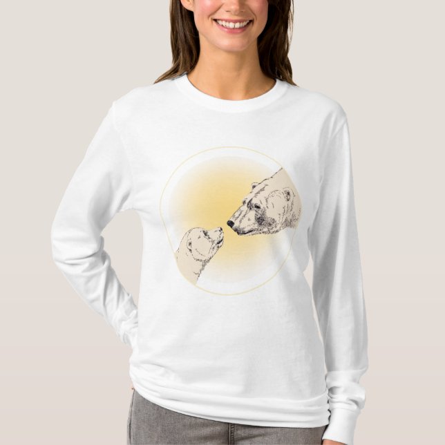 Polar Bear Art Hoodie Mor & Baby Bear Hoodie Tee (Framsida)