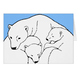 Polar Bear Art-kort Mor & Unge Anpassningsbar Card Hälsningskort