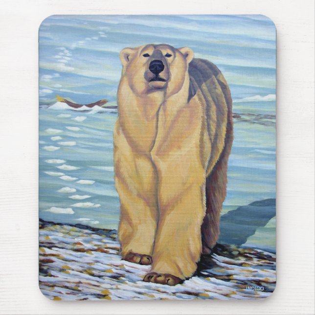 Polar Bear Art Mousepad Snyggt Wildlife Mousepad Musmatta (Framsidan)